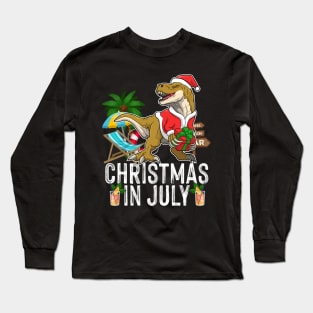 Kids Christmas In July Boys Toddler T Rex Dinosaur Long Sleeve T-Shirt